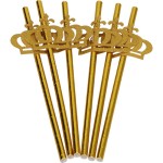 SŁOMKI PAPIEROWE BROKATOWE BERŁO ZŁOTE 6SZT