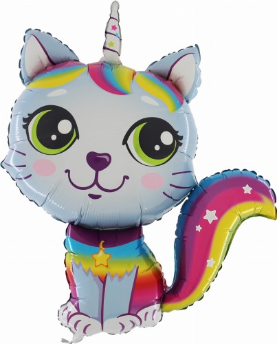 BALON 24" RAINBOW CAT BLUE