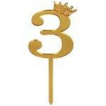 DEKORACJA NA CIASTO TORT 3 ZŁOTA KORONA BROKAT XXL