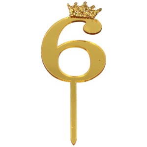 DEKORACJA NA CIASTO TORT 6 ZŁOTA KORONA BROKAT XXL