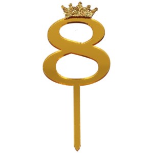 DEKORACJA NA CIASTO TORT 8 ZŁOTA KORONA BROKAT XXL