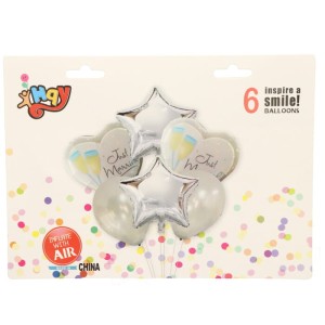 ZESTAW BALONY JUST MARRIED MIX 6SZT
