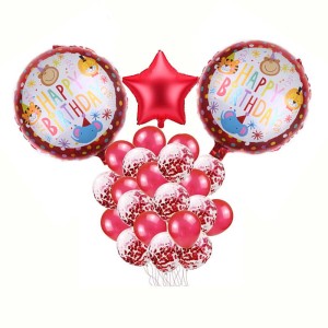 ZESTAW BALONY HAPPY BIRTHDAY CZERWONE
