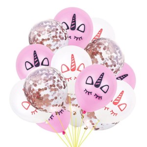 BALONY LATEKSOWE JEDNOROŻEC Z KONFETTI 13SZT