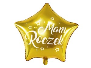 BALON FOLIOWY GWIAZDKA MAM ROCZEK 48CM,ZŁOTY