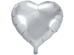 BALON FOLIOWY SERCE MATOWE SREBRNE 18"