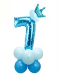BALON CYFRA 7 NIEBIESKA ZESTAW URODZINOWY 14SZT
