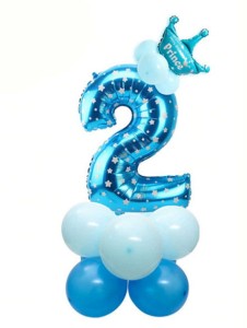 BALON CYFRA 2 NIEBIESKA ZESTAW URODZINOWY 14SZT