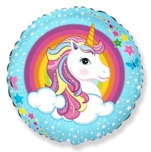 BALON FOLIOWY JEDNOROŻEC 18" GWIAZDKI