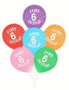 BALONY LATEKSOWE HAPPY BIRTHDAY CYFRA 6 MIX 6SZT