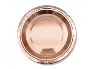 TALERZYKI PAPIEROWE GOLD ROSE 18CM 6SZT