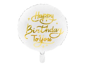 BALON FOLIOWY HAPPY BIRTHDAY TO YOU 35CM BIAŁY