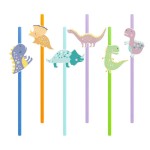 SŁOMKI PAPIEROWE DINOZAURY 6SZT