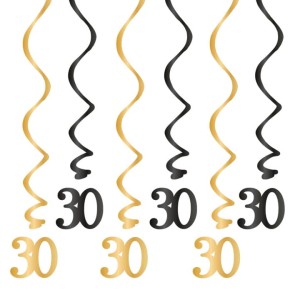 DEKORACJA ŚWIDERKI 30 URODZINY CZARNO-ZŁOTY