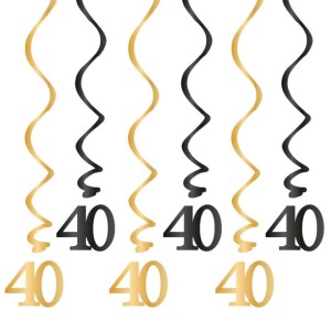 DEKORACJA ŚWIDERKI 40 URODZINY CZARNO-ZŁOTY
