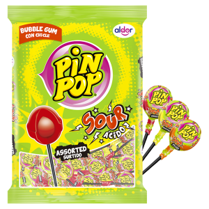 LIZAK LIZAKI Z GUMĄ BALONOWĄ ALDOR PIN POP SOUR ASSORTED 48x18g KWAŚNE