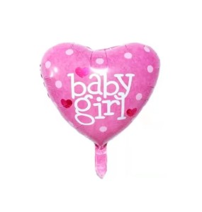 BALON FOLIOWY 18" BABY GIRL SERCE RÓŻOWE