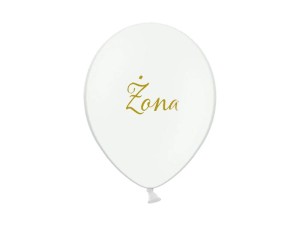 BALON LATEKSOWY BIAŁO-ZŁOTY NA ŚLUB WESELE ŻONA 25CM 5SZT