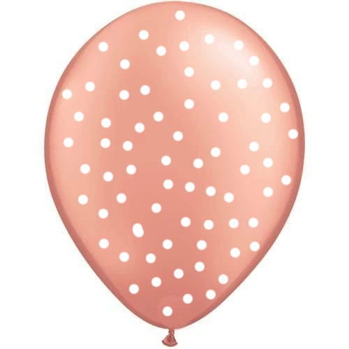 balony gold rose w groszki