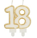 ŚWIECZKA URODZINOWA BIAŁO ZŁOTA CYFRA 18