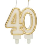 ŚWIECZKA URODZINOWA BIAŁO ZŁOTA CYFRA 40