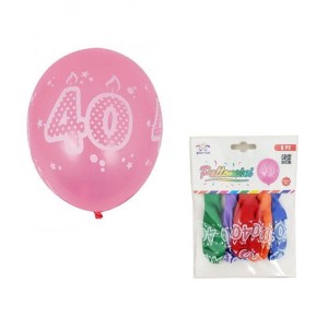 BALON LATEKSOWY NA 40 URODZINY MIX 6SZT