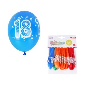 BALON LATEKSOWY NA 18 URODZINY MIX 6SZT