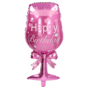 BALON 22"KIELISZEK HAPPY BIRTHDAY RÓŻOWY