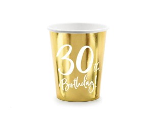 KUBECZKI PAPIEROWE NA 30 URODZINY 30 TH BIRTHDAY ZŁOTE 6SZT