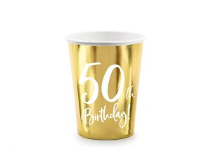 KUBECZKI PAPIEROWE NA 50 URODZINY 50 TH BIRTHDAY ZŁOTE 6SZT