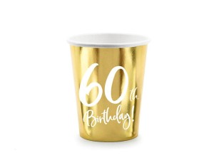 KUBECZKI PAPIEROWE NA 60 URODZINY 60 TH BIRTHDAY ZŁOTE 6SZT