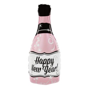 BALON SZAMPAN HAPPY NEW YEAR! 100X49CM RÓŻOWY