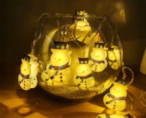 LAMPKI ŚWIĄTECZNE LED NA BATERIE BAŁWANKI 10SZT