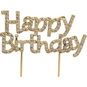 TOPPER ZŁOTY Z CYRKONIAMI HAPPY BIRTHDAY