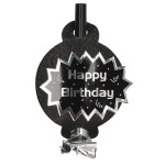GWIZDKI,TRĄBKI HAPPY BIRTHDAY CZARNE 5SZT
