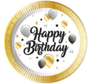 TALERZYKI PAPIEROWE MILESTONE HAPPY BIRTHDAY 23CM 8SZT