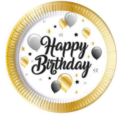 Talerzyki papierowe Ballons-happy birthday 23 cm opak. 8 szt