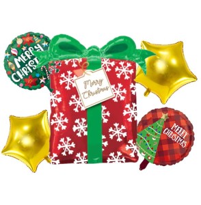 BALONY ŚWIĄTECZNE ZESTAW PREZENT GWIAZDKI 5SZT