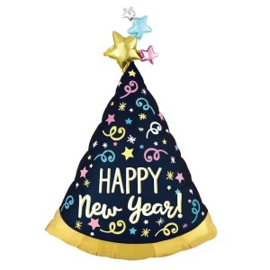 BALON CHOINKA HAPPY NEW YEAR CZARNO ZŁOTA