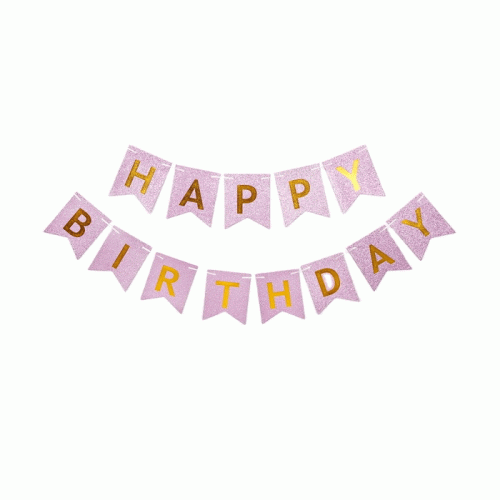 girlanda happy birthday liliowo złota