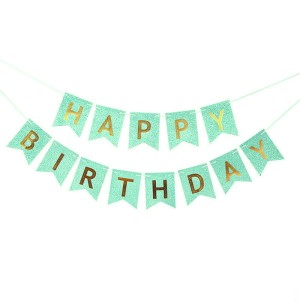 GIRLANDA ZIELONA BROKATOWA HAPPY BIRTHDAY