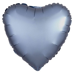 BALON 18" SERCE MATOWE NIEBIESKIE STALOWE