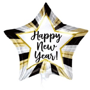 BALON 18" HAPPY NEW YEAR GWIAZDA