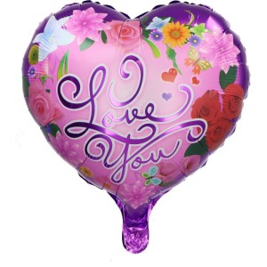 BALON SERCE 18" I LOVE YOU WALENTYNKI FIOLETOWE