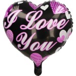 BALON SERCE 18" I LOVE YOU WALENTYNKI CZARNE