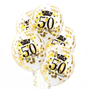 BALONY LATEKSOWE Z KONFETTI NA 50 URODZINY 50 Happy Birthday 100SZT