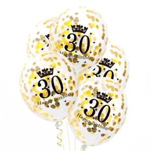 BALONY LATEKSOWE Z KONFETTI NA 30 URODZINY 30 Happy Birthday 100SZT