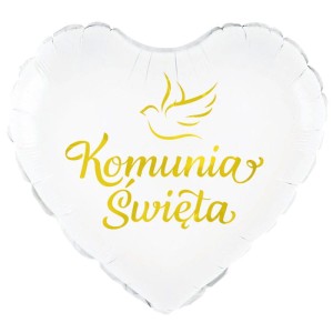 BALON 18" SERCE KOMUNIA ŚWIĘTA GOŁĄBEK