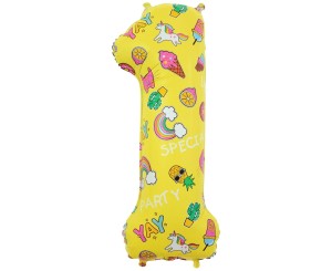 BALON FOLIOWY CYFRA JEDNOROŻEC 78CM