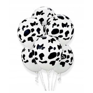 BALONY 25CM W CĘTKI BIAŁO CZARNE 6SZT